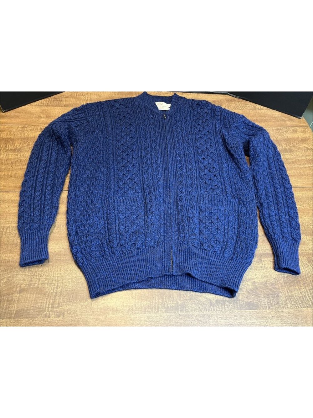 Aran Sweater Market Men's XXL 100% New Wool Cable Knit Full Zip Cardigan Ireland